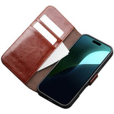Кожен Калъф за iPhone 16 Pro, Qialino Book Case, Кафяв (4)