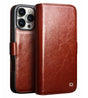 Кожен Калъф за iPhone 16 Pro Max, Qialino Book Case, Кафяв