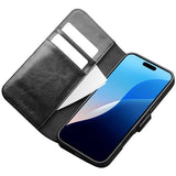 Кожен Калъф за iPhone 16 Pro Max, Qialino Book Case, Черен (4)