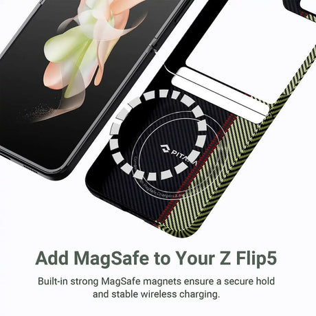 Magsafe Калъф за Samsung Z Flip 5, Pitaka MagEZ 3 Overture Case, Черен (5)