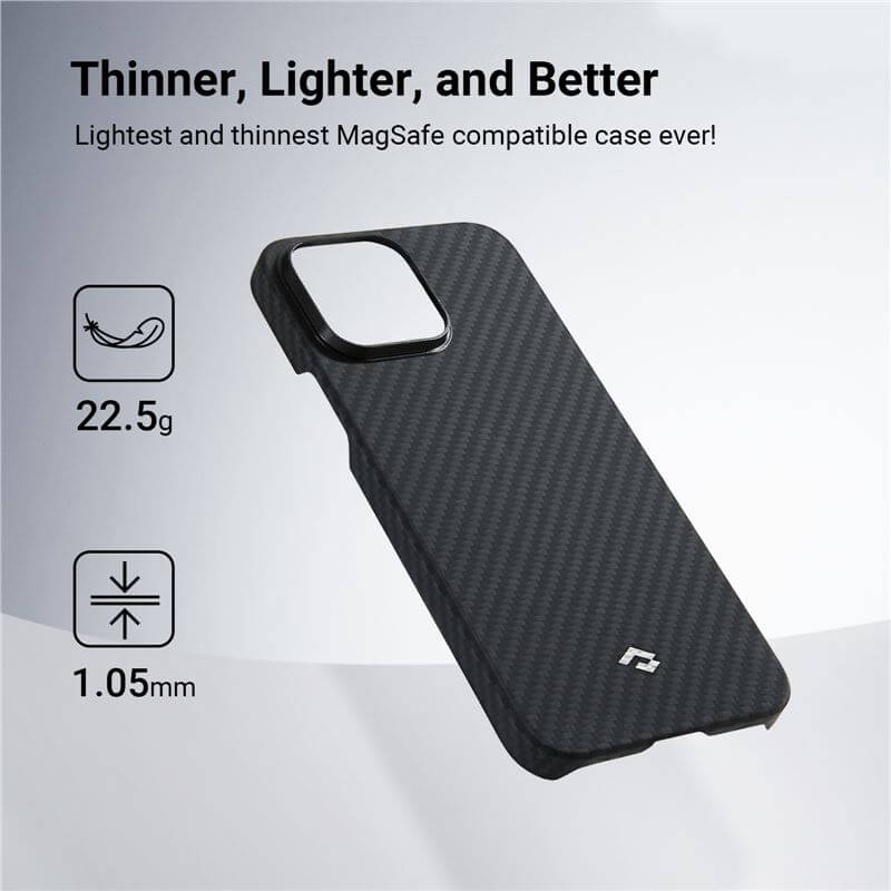Magsafe Тънък Калъф за iPhone 14 Pro Max, Pitaka MagEZ 3 Black-Gray Case, Черен (6)