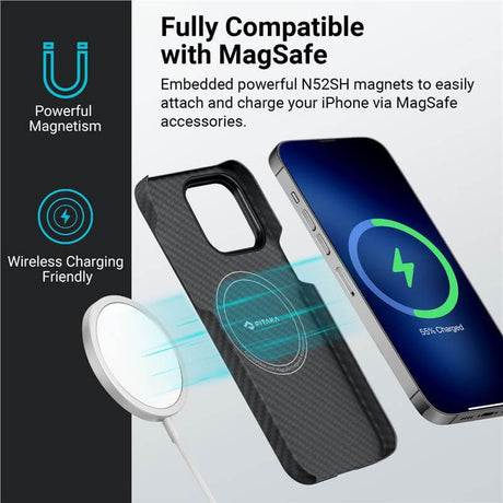 Magsafe Тънък Калъф за iPhone 14 Pro Max, Pitaka MagEZ 3 Black-Gray Case, Черен (3)