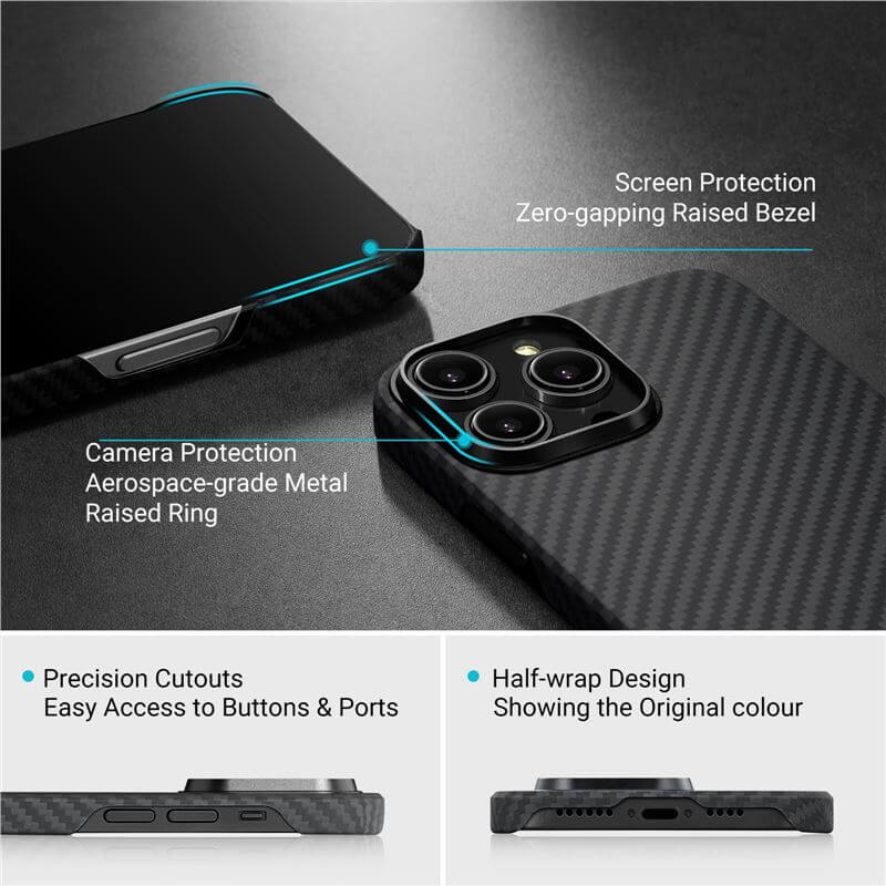 Magsafe Тънък Калъф за iPhone 14 Pro Max, Pitaka MagEZ 3 Black-Gray Case, Черен (4)