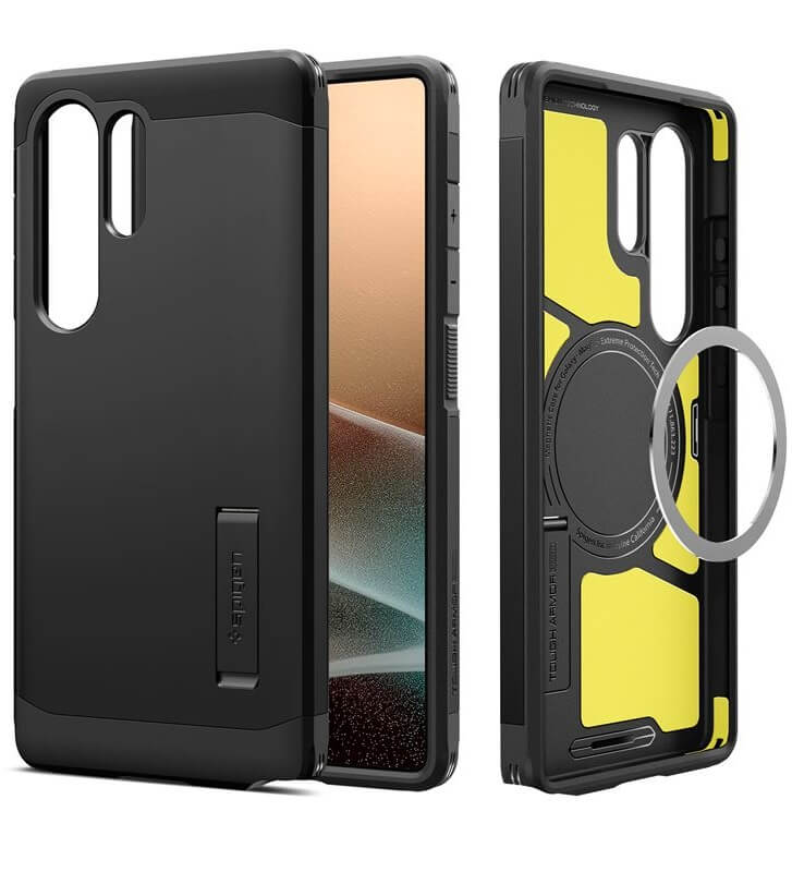 Magsafe Противоударен Калъф за Samsung S25 Plus, Spigen Tough Armor Case, Черен (12)