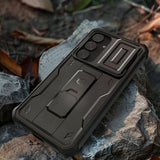 Противоударен Калъф с Плъзгач за Камера за Samsung S25, Tech-Protect Kevlar Cam Plus Case, Черен (6)