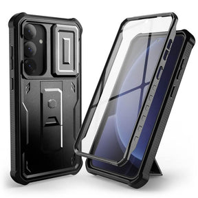 Противоударен Калъф с Плъзгач за Камера за Samsung S25, Tech-Protect Kevlar Cam Plus Case, Черен