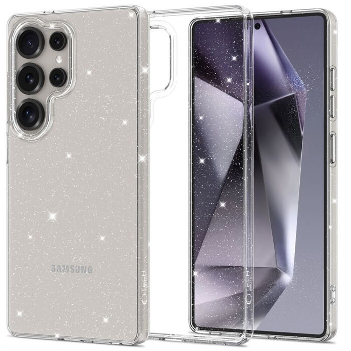 Блестящ Калъф за Samsung S25 Ultra, Tech-Protect FlexAir Glitter Case, Прозрачен