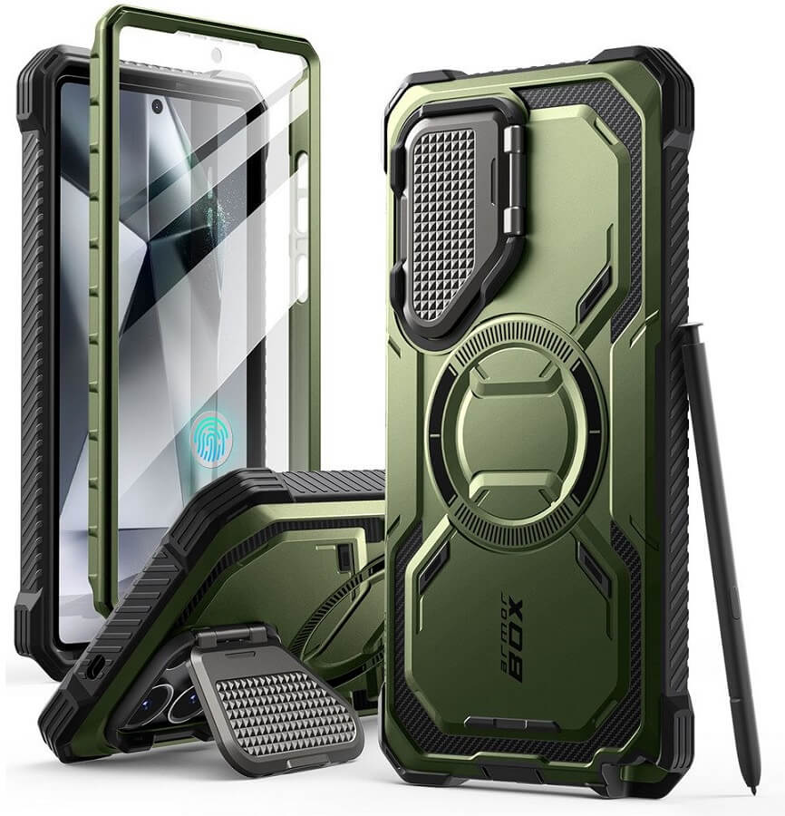 Magsafe Противоударен Калъф за Samsung S25 Ultra, Supcase Iblsn Mag ArmorBox, Зелен (2)