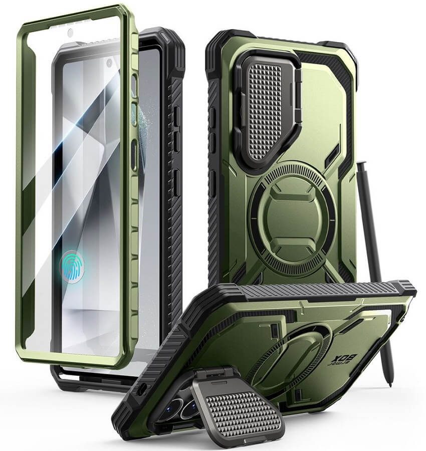 Magsafe Противоударен Калъф за Samsung S25 Ultra, Supcase Iblsn Mag ArmorBox, Зелен