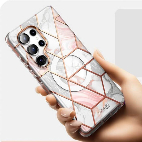 Magsafe Дамски Калъф за Samsung S25 Ultra, Supcase Iblsn Cosmo Marble, Розов (6)