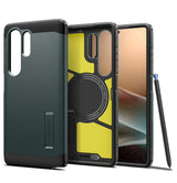 Magsafe Противоударен Калъф за Samsung S25 Ultra, Spigen Tough Armor Case, Зелен (3)