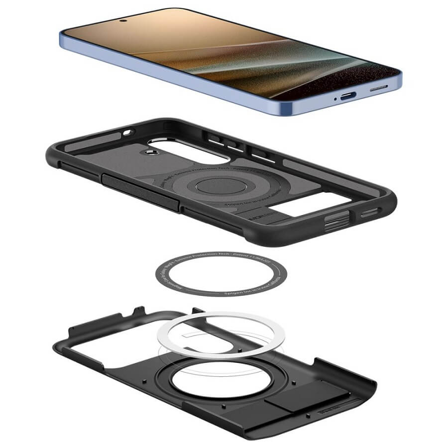 Magsafe Калъф за Samsung S25, Spigen Slim Armor Mag Case, Черен (3)