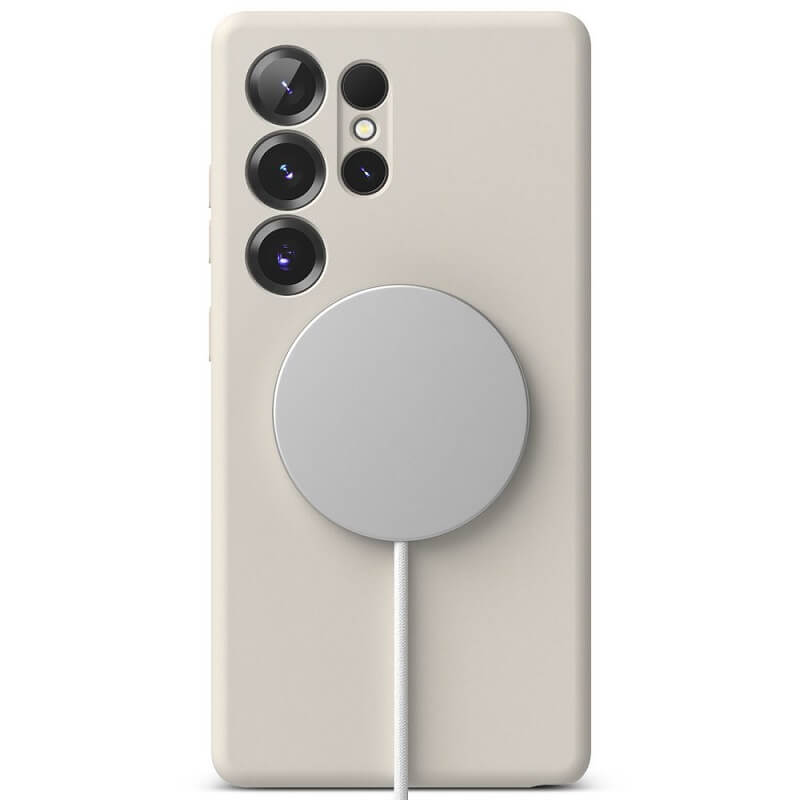 Magsafe Калъф за Samsung S25 Ultra, Ringke Silicone Magnetic Case, Бежов (5)