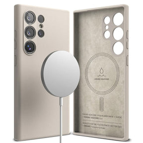 Magsafe Калъф за Samsung S25 Ultra, Ringke Silicone Magnetic Case, Бежов