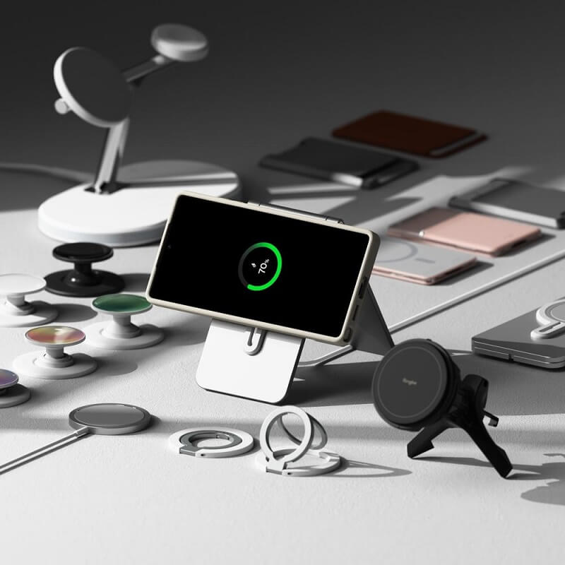 Magsafe Калъф за Samsung S25 Ultra, Ringke Silicone Magnetic Case, Бежов (6)