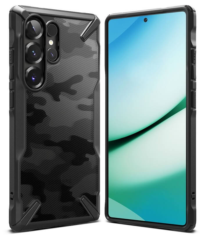 Противоударен Хибриден Калъф за Samsung S25 Ultra, Ringke Fusion X Camouflage Case, Черен