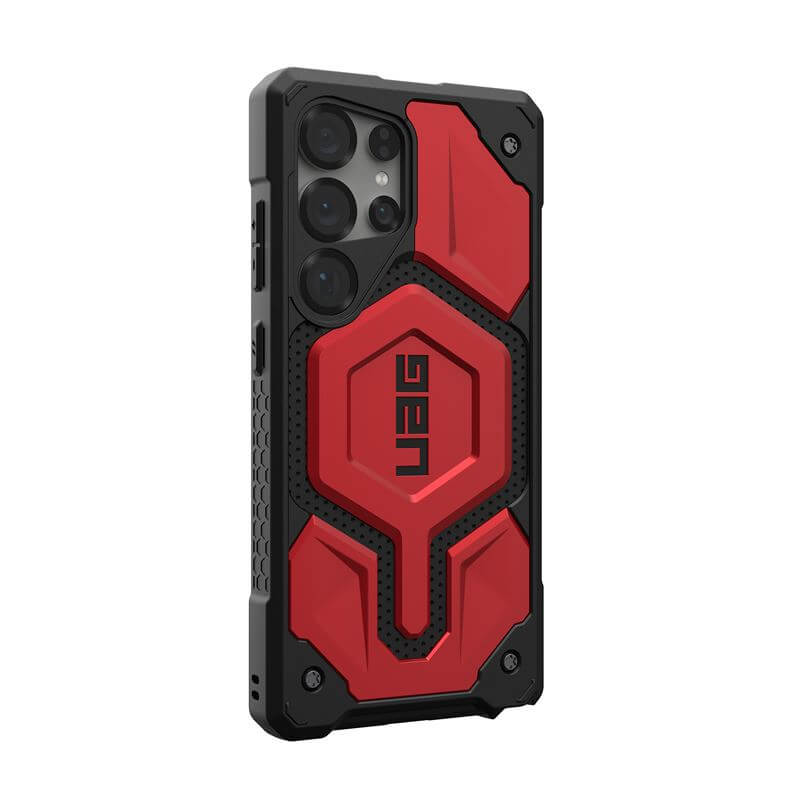Magsafe Противоударен Калъф за Samsung S25 Ultra, UAG Monarch Pro Case Crimson, Червен (3)