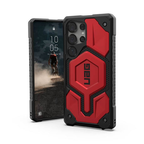 Magsafe Противоударен Калъф за Samsung S25 Ultra, UAG Monarch Pro Case Crimson, Червен (9)