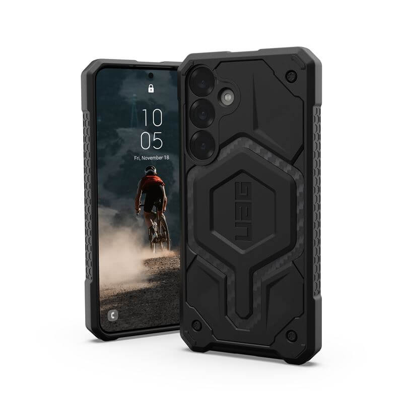 MagSafe Противоударен Калъф за Samsung S25, UAG Monarch Pro Carbon Fiber Case, Черен (7)