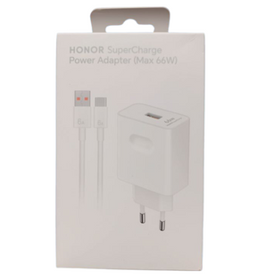 Оригинално Зарядно с Кабел Huawei Honor 66W SuperCharge 220v, Бял