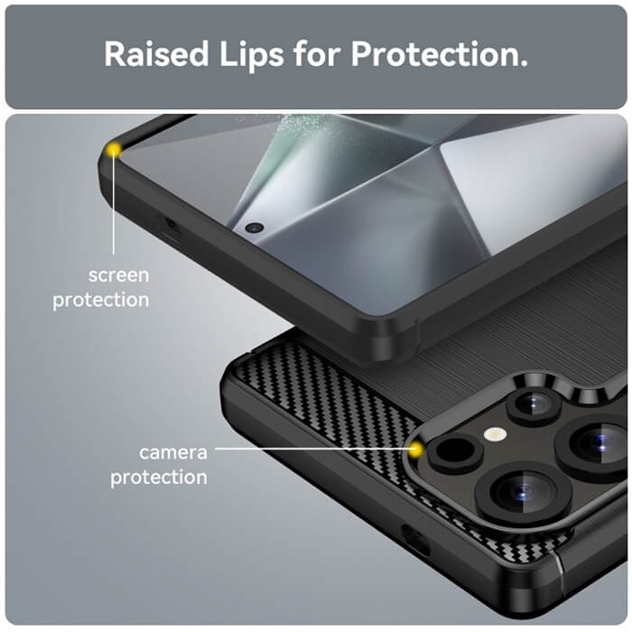Противоударен Калъф за Samsung S25 Ultra, Premium Carbon Case, Черен (6)