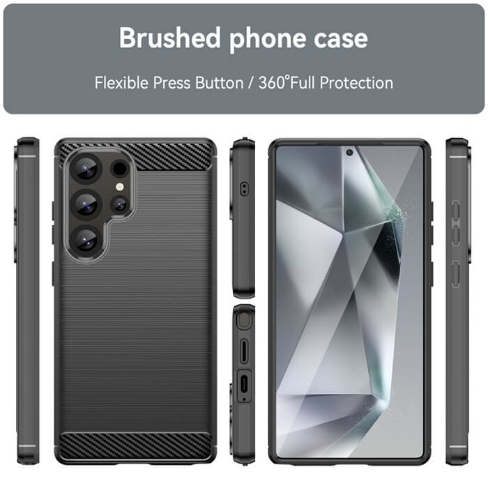 Противоударен Калъф за Samsung S25 Ultra, Premium Carbon Case, Черен (2)