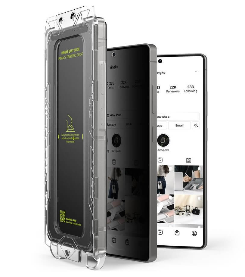 Затъмняващ Протектор за Samsung S25 Ultra, Ringke Privacy Easy Slide Glass 2бр., Черен (2)