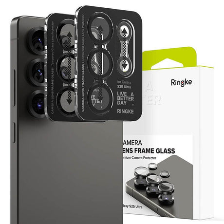 Протектор за Камерата на Samsung S25 Ultra, Ringke Cam Lens Frame Glass 2бр., Черен (6)