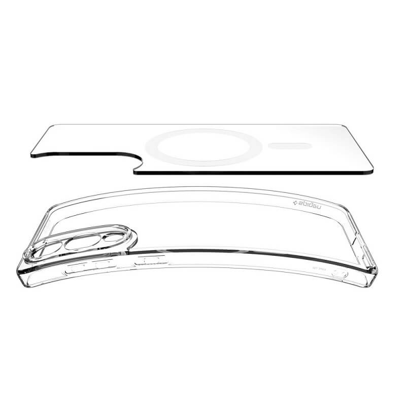 Magsafe Противоударен Калъф за Samsung S25 Edge, Spigen Ultra Hybrid Case, Бял (6)