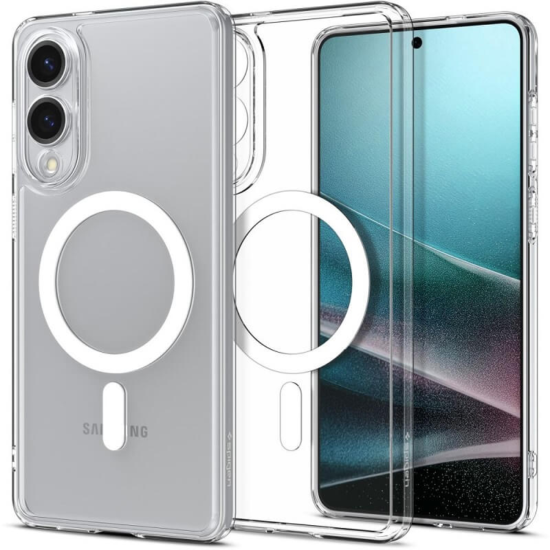 Magsafe Противоударен Калъф за Samsung S25 Edge, Spigen Ultra Hybrid Case, Бял (3)
