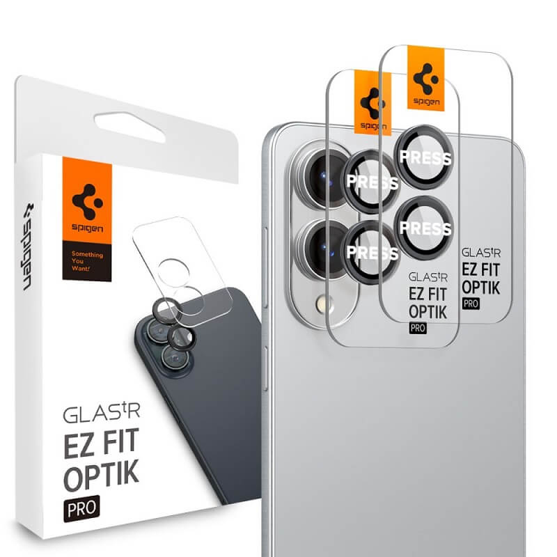 Протектор за Камерата на Samsung S25 Edge, Spigen EZ Fit Optik Pro Glass tR 2бр., Черен