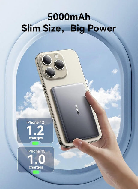 Magsafe Външна Батерия за iPhone, Joyroom Ultra-Slim 5000mAh, Сив (6)