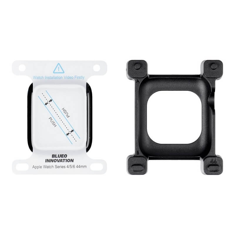 Стъклен Протектор за Apple Watch SE / SE 2 44mm, Blueo HD 5D Glass, Черен (4)