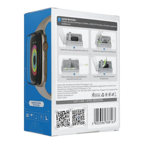 Стъклен Протектор за Apple Watch 11/ 10 42mm, Blueo HD 5D Glass, Черен (4)