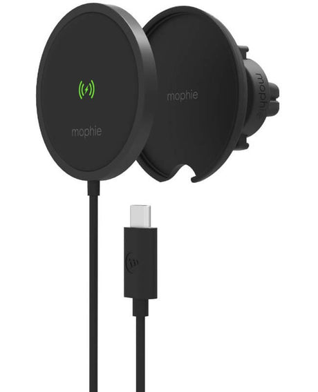 Magsafe Зарядно-Стойка за Кола, Mophie Snap+ Wireless Vent Mount, Черен