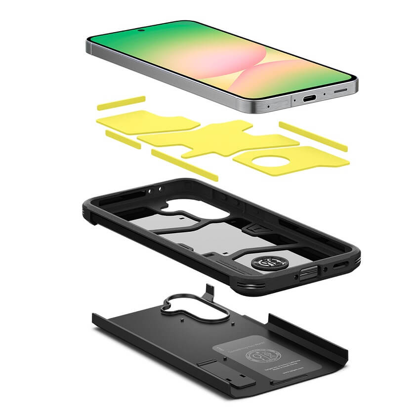 Калъф с Поставка за Samsung A56 5G, Spigen Tough Armor Case, Черен (7)