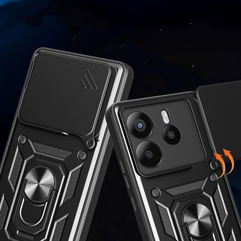 Калъф с Предпазител за Камера и Стойка за Xiaomi Redmi Note 14 4G, Tech-Protect CamShield Pro Case, Черен (3)
