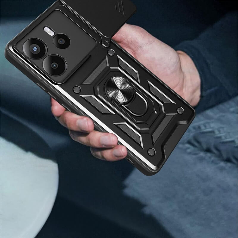 Калъф с Предпазител за Камера и Стойка за Xiaomi Redmi Note 14 4G, Tech-Protect CamShield Pro Case, Черен (6)