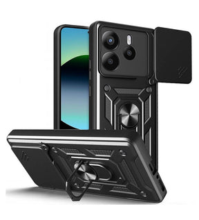 Калъф с Предпазител за Камера и Стойка за Xiaomi Redmi Note 14 4G, Tech-Protect CamShield Pro Case, Черен