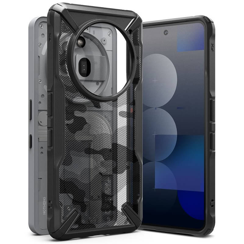 Противоударен Калъф за Nothing Phone 3A Pro, Ringke Fusion X Camo Case, Черен (3)