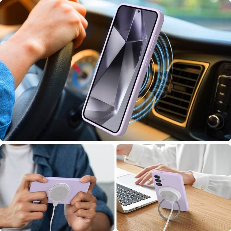 Magsafe Калъф за Samsung S25 Edge, Tech-Protect Liquid Silicone Case, Лилав (3)