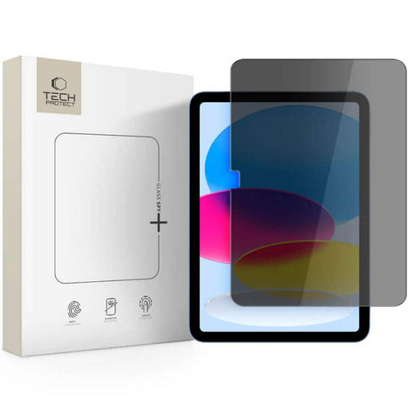 Затъмняващ Стъклен Протектор за iPad 11th 2025 A16/ 10th 2022, Tech-Protect Privacy Spy Plus Glass, Черен
