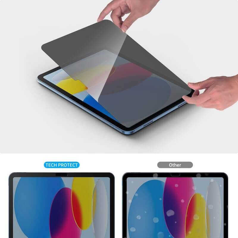 Затъмняващ Стъклен Протектор за iPad 11th 2025 A16/ 10th 2022, Tech-Protect Privacy Spy Plus Glass, Черен (3)
