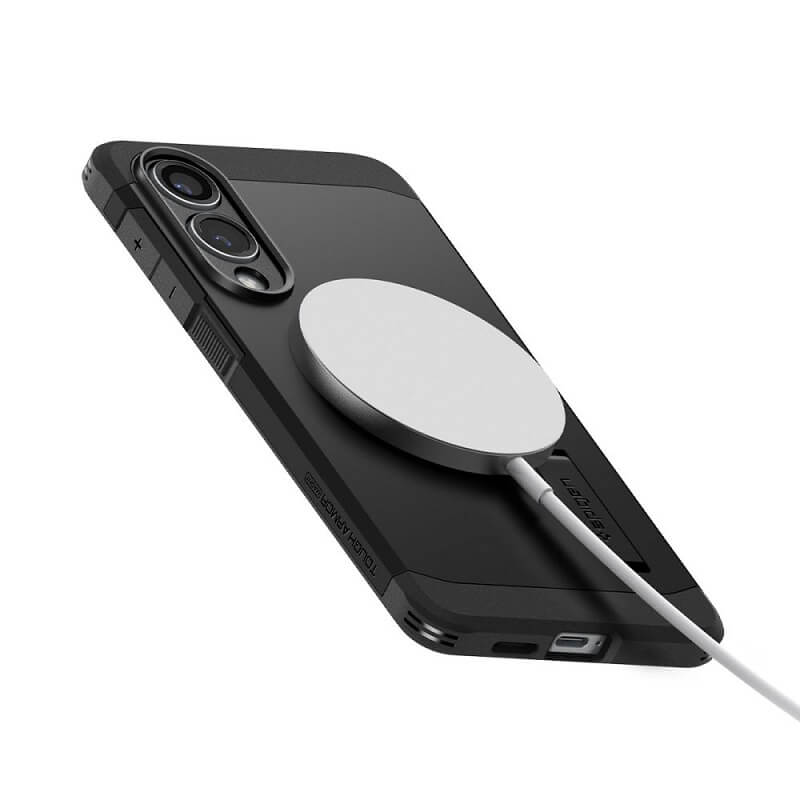 Magsafe Противоударен Калъф за Samsung S25 Edge, Spigen Tough Armor Case, Черен (6)