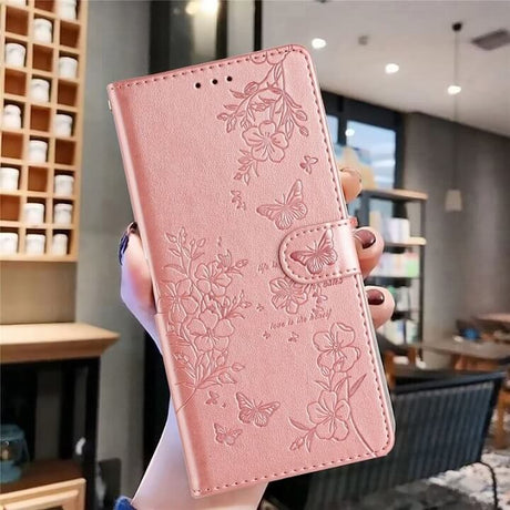 Кожен Калъф с Джобове за Honor 400 Lite, Butterfly Wallet Book Case, Розов (6)