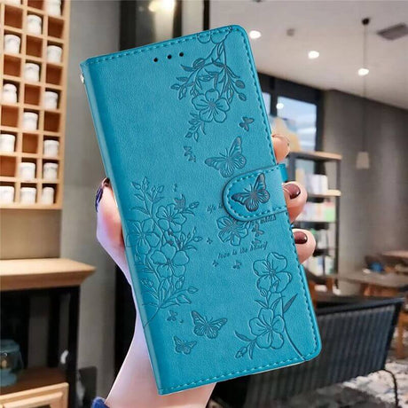 Кожен Калъф с Джобове за Honor 400 Lite, Butterfly Wallet Book Case, Син (7)
