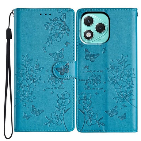 Кожен Калъф с Джобове за Honor 400 Lite, Butterfly Wallet Book Case, Син (3)