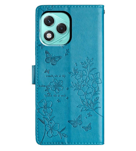 Кожен Калъф с Джобове за Honor 400 Lite, Butterfly Wallet Book Case, Син (2)