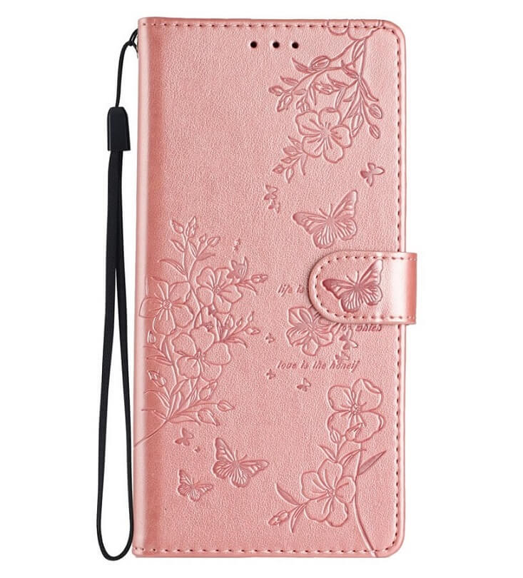 Кожен Калъф с Джобове за Honor 400 Lite, Butterfly Wallet Book Case, Розов