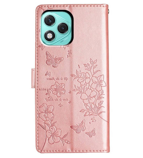 Кожен Калъф с Джобове за Honor 400 Lite, Butterfly Wallet Book Case, Розов (2)